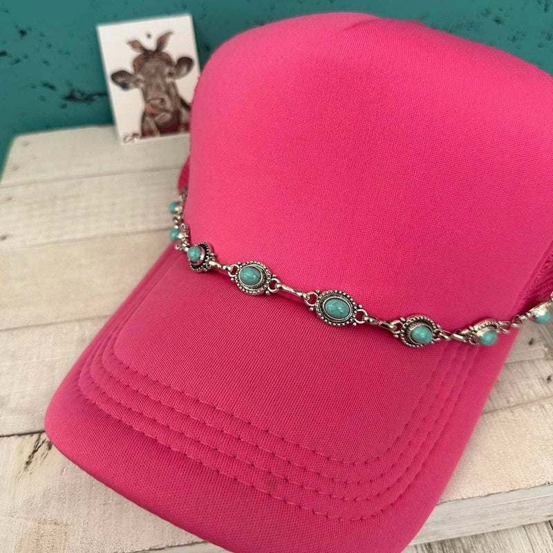 ANTIQUE SILVER AND TURQUOISE STONES Trucker Chain