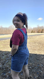 Rubies + Honey - 53002M, Medium Wash Short Overalls: X-Small