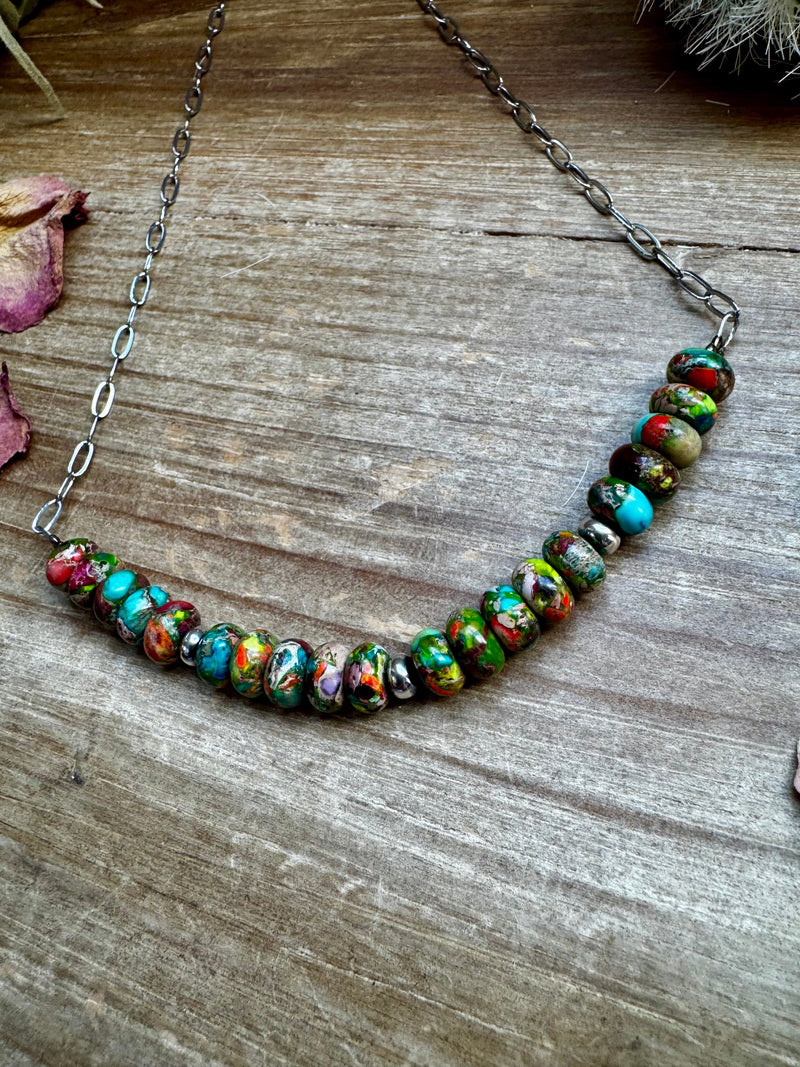 16.5 inch chain choker and Verascite sea sediment and sterling silver