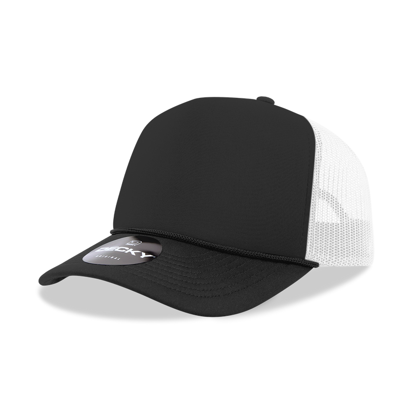 The Park Wholesale - Decky 6025 - Mid Profile, 5 Panel Foam Trucker Hat - 6025: White