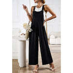 Supreme Fashion - Solid Wide Leg Pocketed Shoulder Tie Overalls: Rust / S