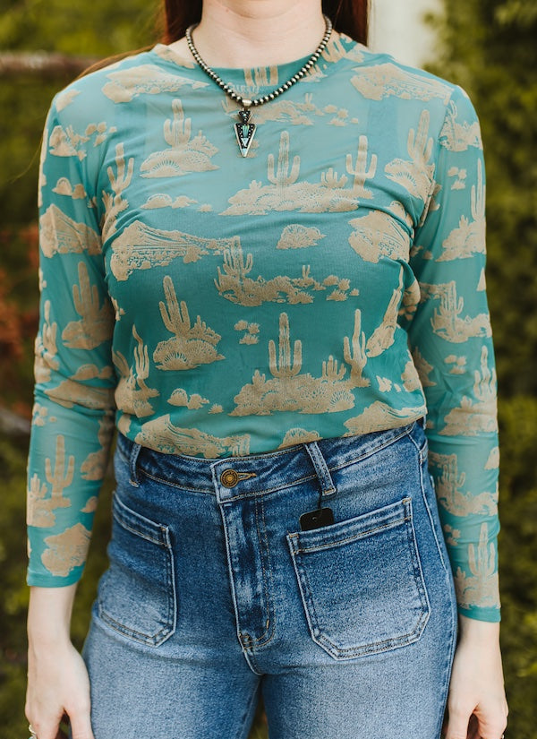 Western Desert Burnout Long Sleeve Mesh