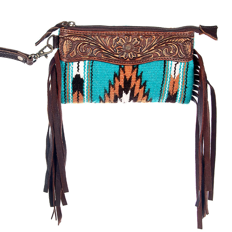 Tooled Saddle Blanket Wristlet