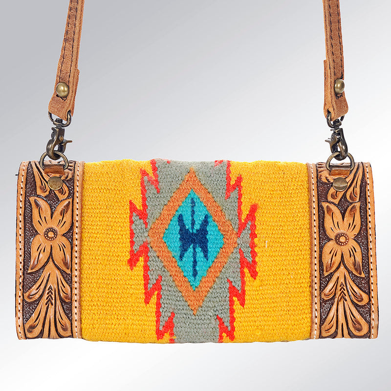 Mustard Saddle Blanket Leather Crossbody Wallet