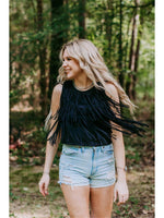 Suede Fringe Tank Top