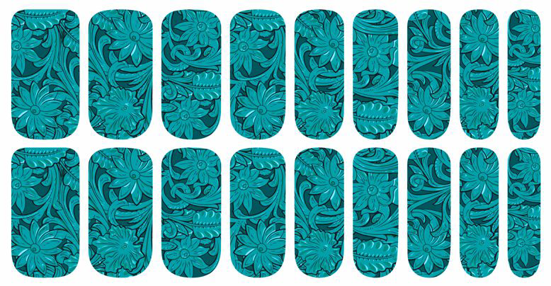 Dusti Rhoads - Saddle Up Teal Tooled Leather Western Nail Polish Strip