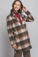 Long Sleeve Plaid Coat