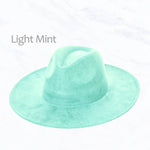 Suzie Q USA - Suede Large Eaves Peach Top Fedora Hat: Light Mint