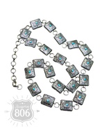 Accessories 806 - Western small rectangle concho belt with stones 806-BE015: S/M