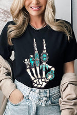 Western Skeleton Concho Rings Graphic T Shirts