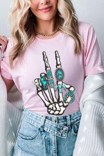 Western Skeleton Concho Rings Graphic T Shirts