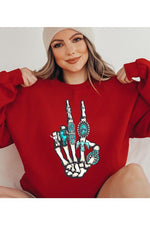 Skeleton Concho Rings Graphic Fleece Sweatshirts