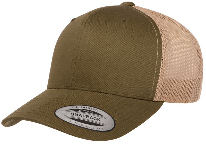 The Park Wholesale - Yupoong 6606T Retro Trucker Hat, Baseball Cap with Mesh Back, 2-Tone Colors - YP Classics®: Moss/Khaki