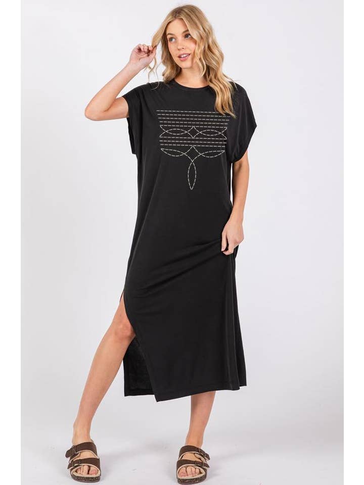 Boot Stitch T-Shirt Maxi Dress