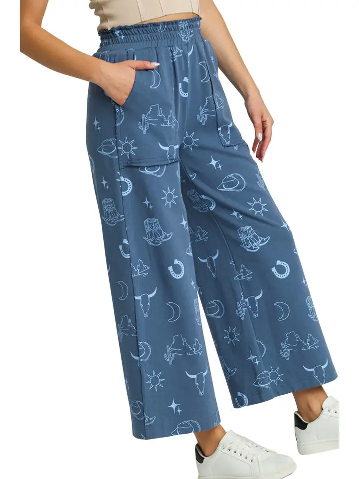 French Terry Western Print Pants