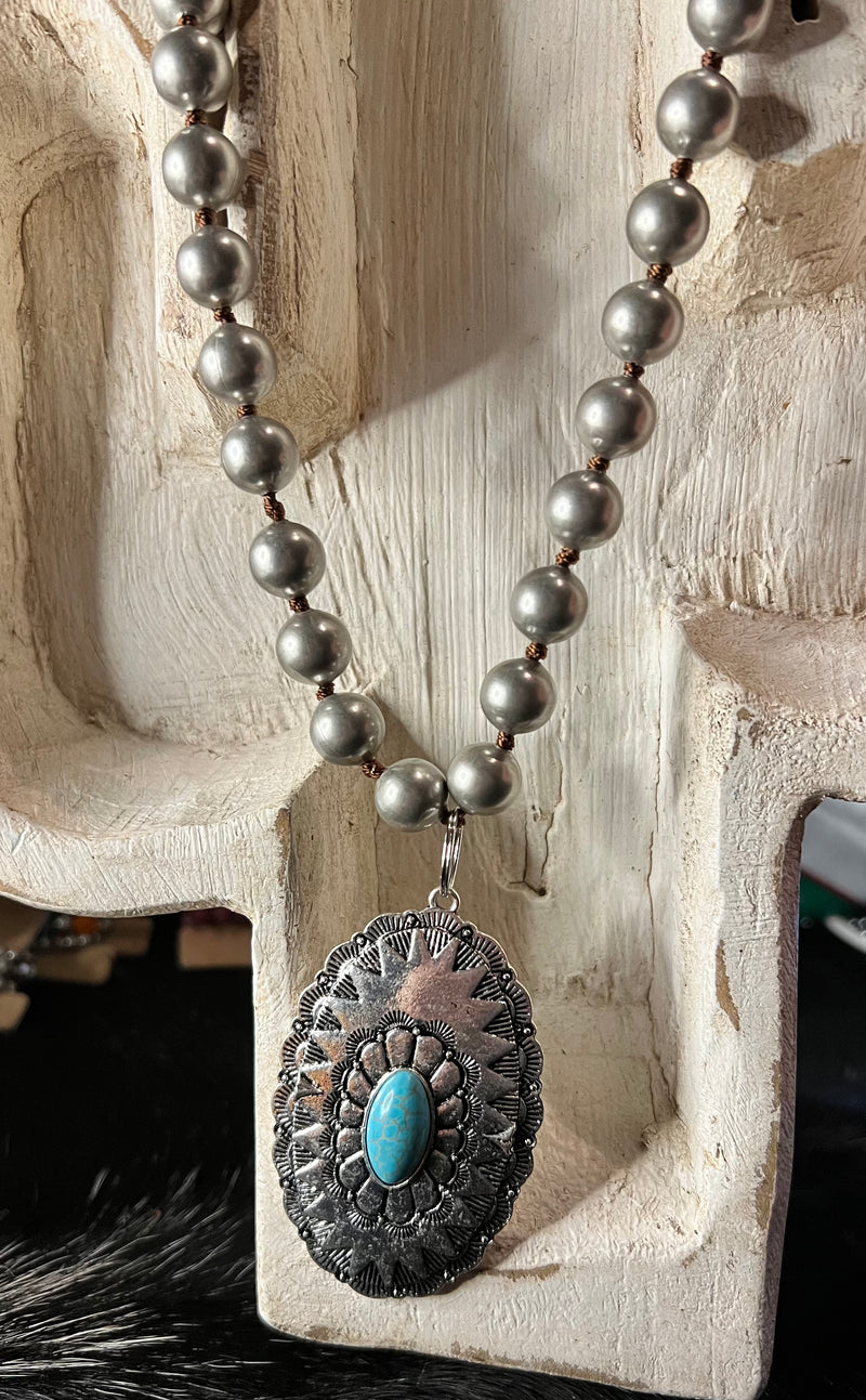 Oval Concho with Turquoise center