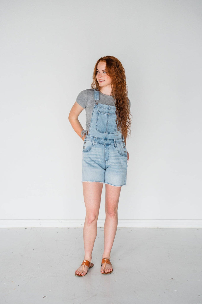 Rubies + Honey - 53002L, Light-Wash Overalls Shorts: X-Large