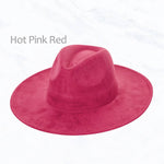 Suzie Q USA - Suede Large Eaves Peach Top Fedora Hat: Hot Pink