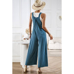 Supreme Fashion - Solid Wide Leg Pocketed Shoulder Tie Overalls: Light blue / M