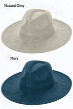 Suzie Q USA - Suede Large Eaves Peach Top Fedora Hat: Navy