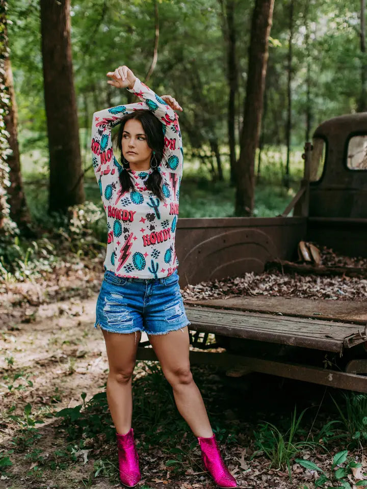 The Bling Howdy Mesh Top