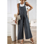 Supreme Fashion - Solid Wide Leg Pocketed Shoulder Tie Overalls: Light blue / S