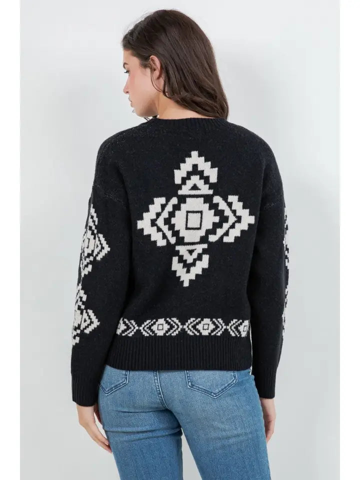 Southwestern Jacquard Knit Sweater