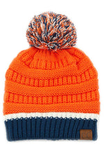 Hana - C.C Team Color Ribbed Beanie with Pom Winter Hat