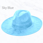 Suzie Q USA - Suede Large Eaves Peach Top Fedora Hat: Sky Blue