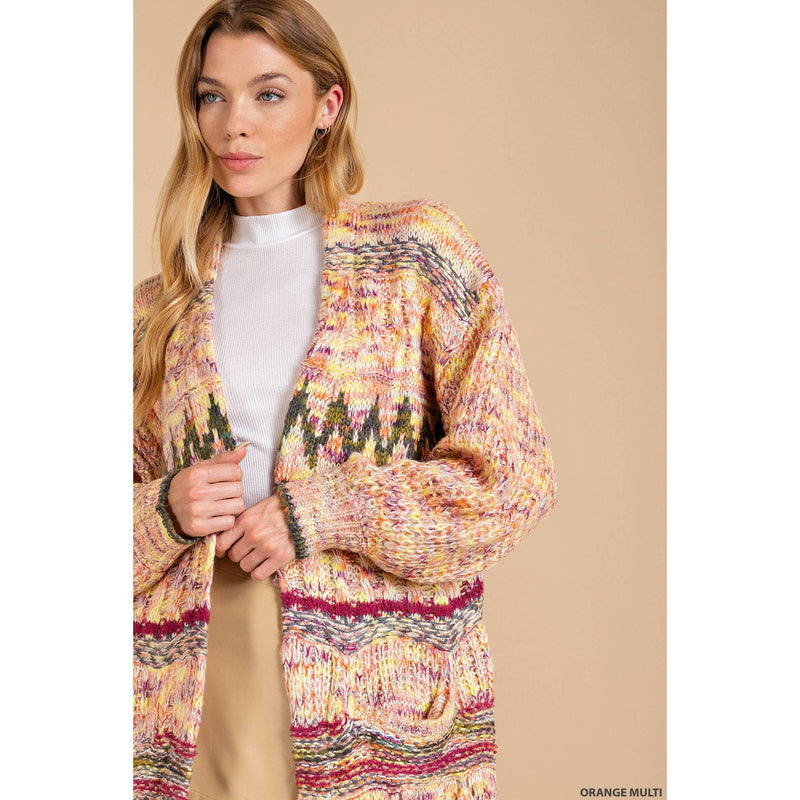 BOHO INSPIRED COLORFUL OPEN CARDIGAN MULTI Color