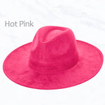 Suzie Q USA - Suede Large Eaves Peach Top Fedora Hat: Hot Pink