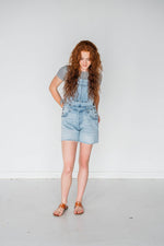 Rubies + Honey - 53002L, Light-Wash Overalls Shorts: 1XL