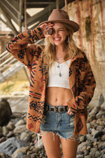Sienna Sherpa Aztec Button Up Jacket
