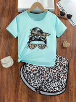 Girls Bougie Leopard Athletic Set