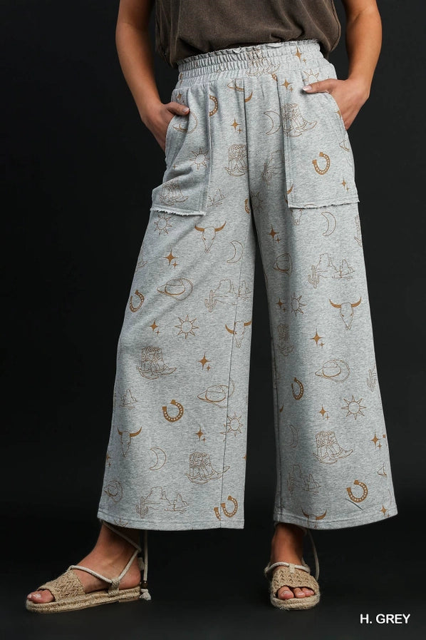 French Terry Western Print Pants