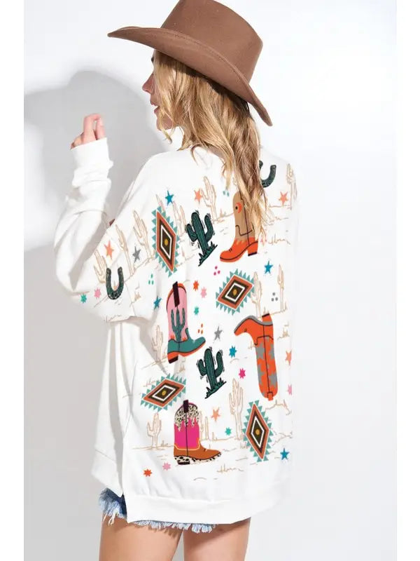 Boot Scootin Print Sweatshirt