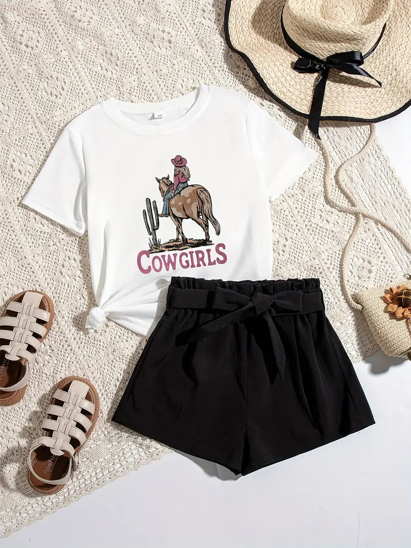 Youth Cowgirl Graphic T & Shorts