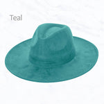 Suzie Q USA - Suede Large Eaves Peach Top Fedora Hat: Pastel Blue