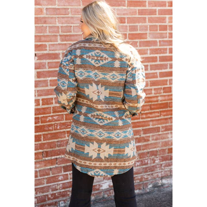 Western Aztec Pattern Long Jacket Cardigan