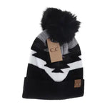 Aztec Faux Fur Pom Beanie