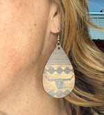 Wooden Detail Bull skull earrings