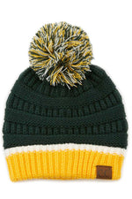 Hana - C.C Team Color Ribbed Beanie with Pom Winter Hat