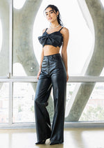 Vibrant Pleather Wide Leg Pants