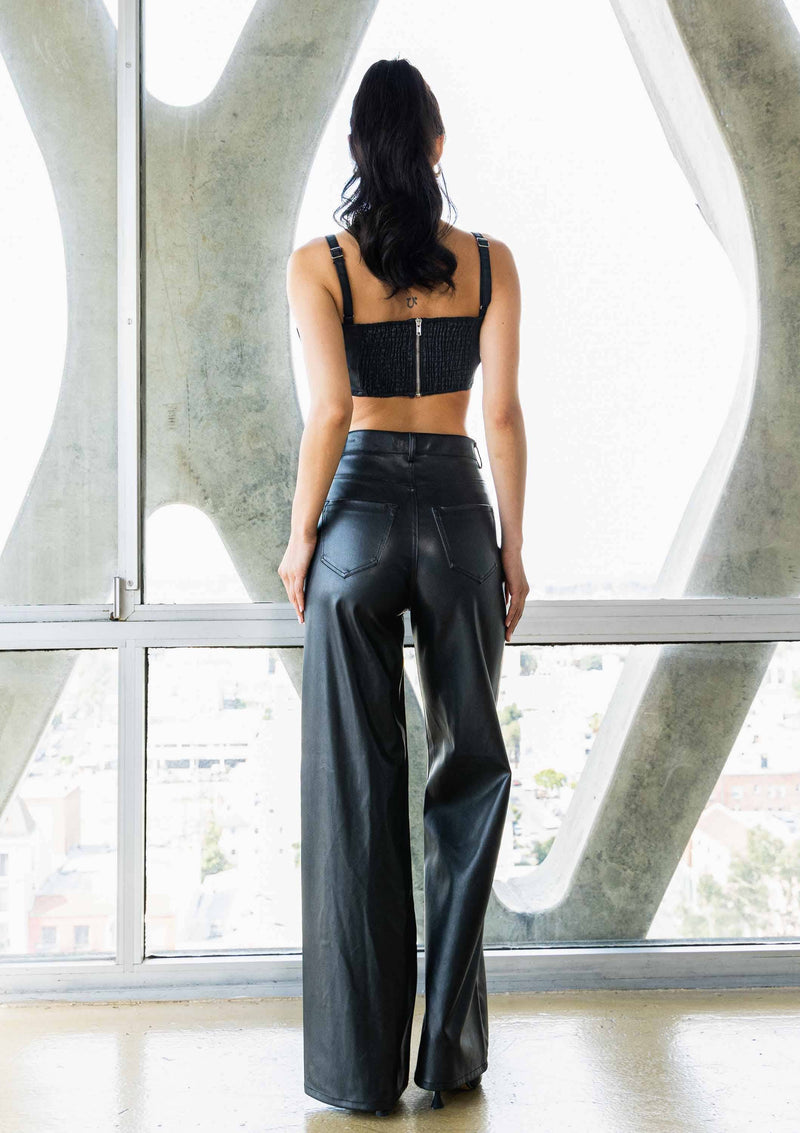 Vibrant Pleather Wide Leg Pants