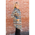 Western Aztec Pattern Long Jacket Cardigan