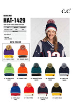 Hana - C.C Team Color Ribbed Beanie with Pom Winter Hat