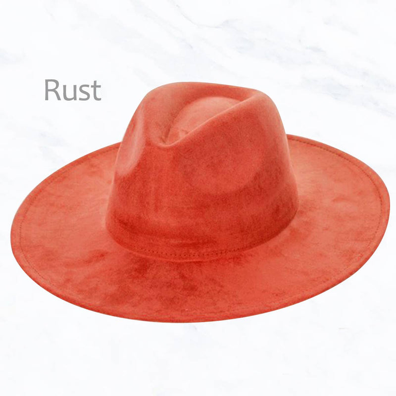 Suzie Q USA - Suede Large Eaves Peach Top Fedora Hat: Rust