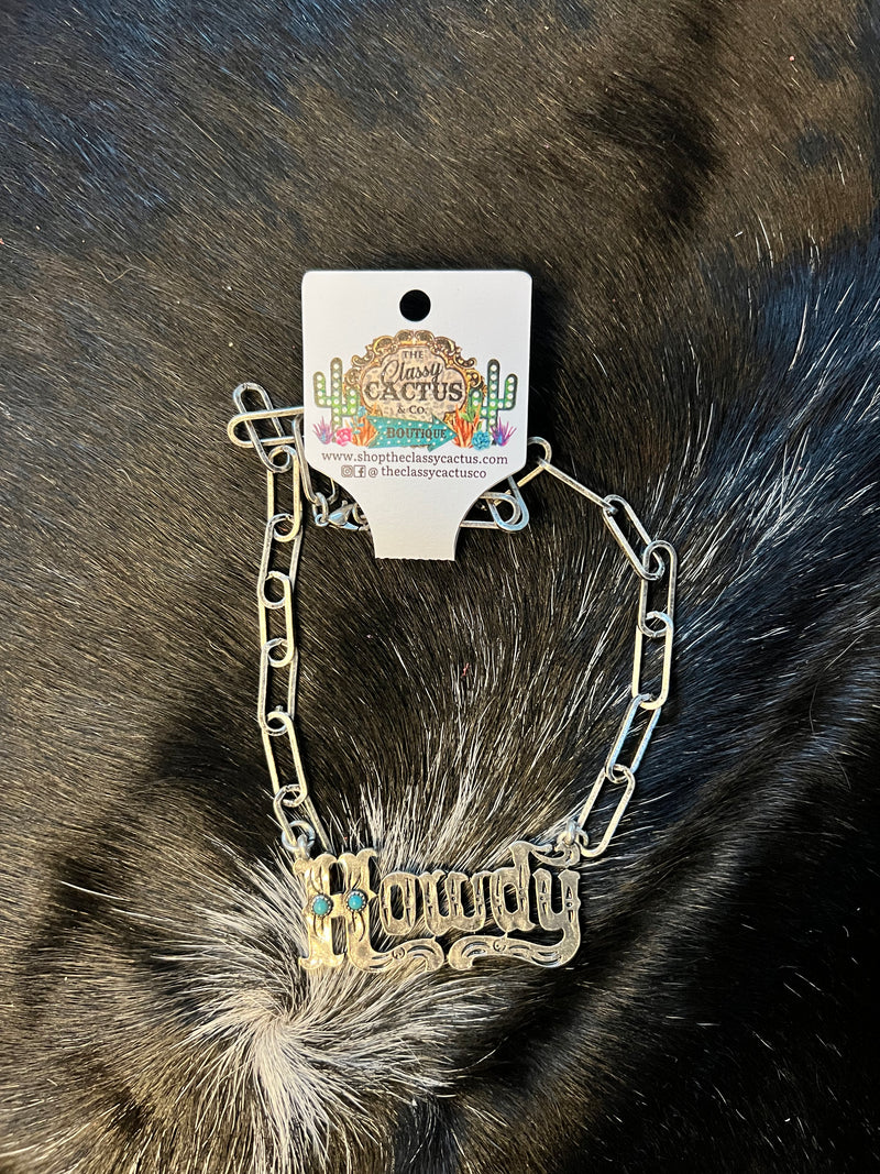 Howdy Turquoise Bar Necklace