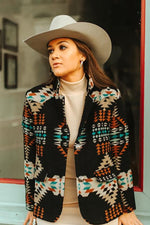 Black Aztec Button down Blazer