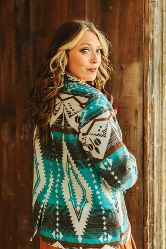 Turquoise Aztec Blazer